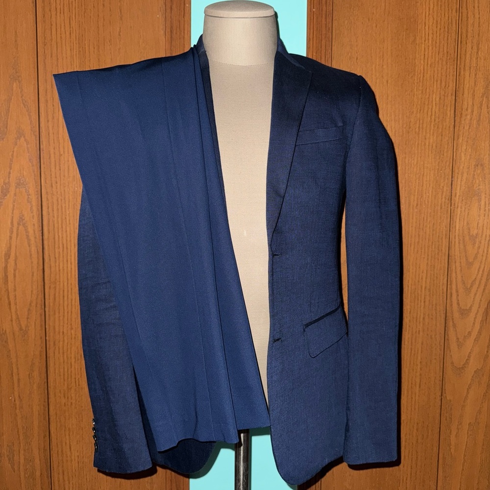 Elegant Blue Suit Jacket & Pants
